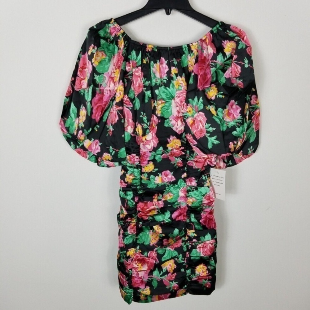 NWT For Love and Lemons Jolie Floral Ruched Puff Sleeve Mini Dress size XS - Picture 4 of 11